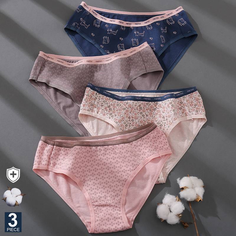 3PCS/Set Cotton Low-Rise Panties Panties Underwear Women