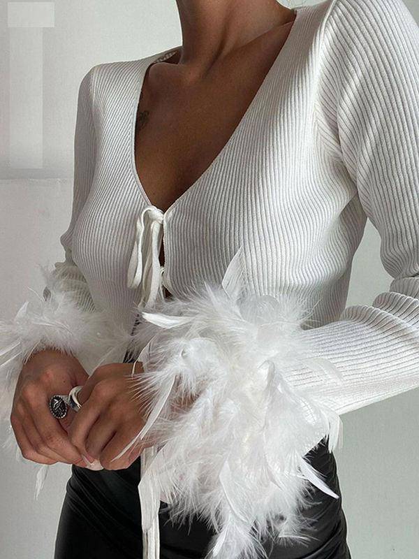 Long Sleeve Tie Front Tops Camis & Tops & Crop Tops Tops & Tees Women