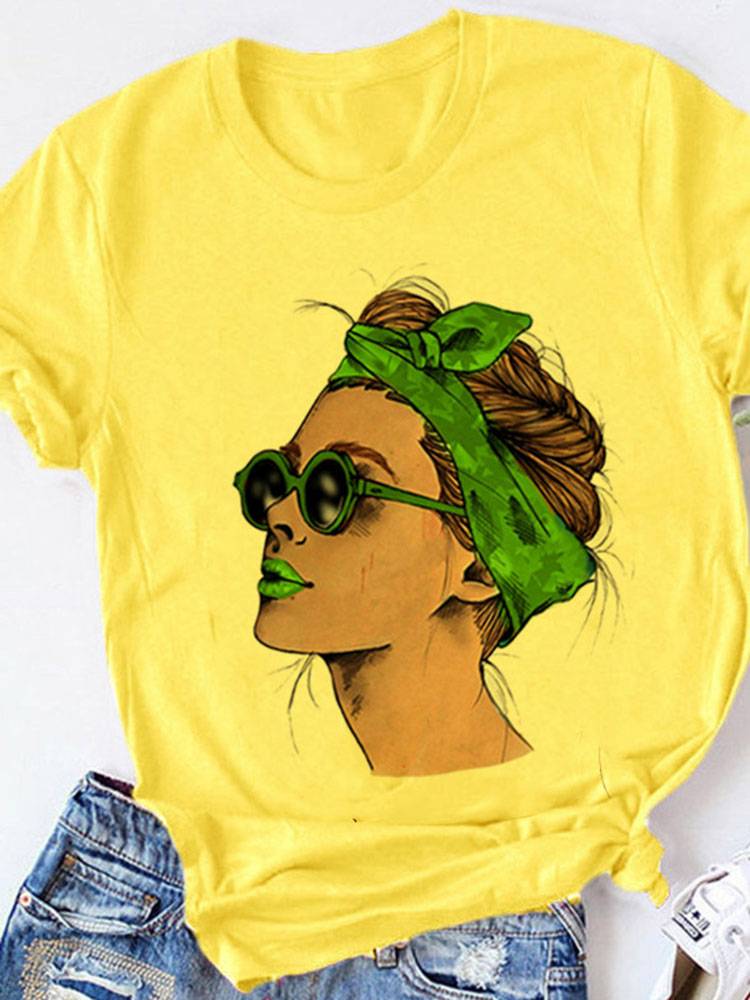 Summer Print Lady Casual T-Shirt T-Shirts Tops & Tees Women
