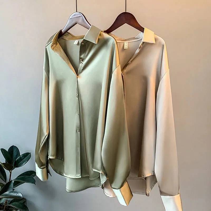 Button Up Elegant Silk Shirt Blouses & Shirts Women