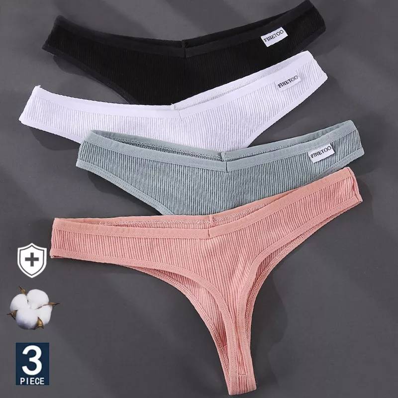 3PCS/Set Thong Solid Color Cotton Panties Panties Underwear Women
